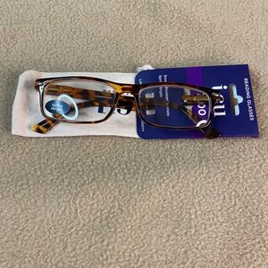 icu Reading Glasses Tortoise Shell +300 Spring Hinges with Pouch Magnifying NWT